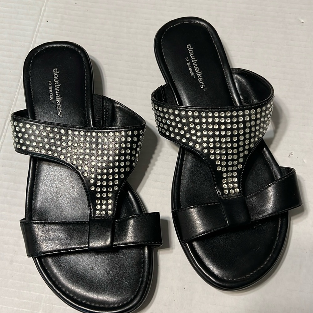 7W sandals black with crystal studs.  Cloud Walkers